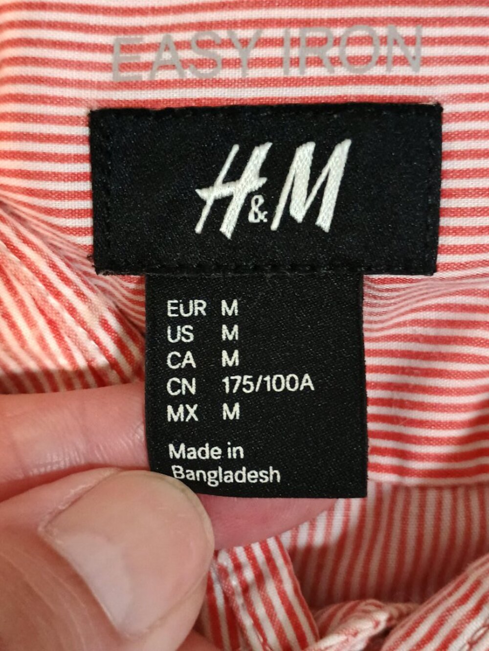 H&M/Button Down Shirt/Mens M/Pink White Pinstripe Preppy Cottagecore Oxford Top - Picture 2 of 8